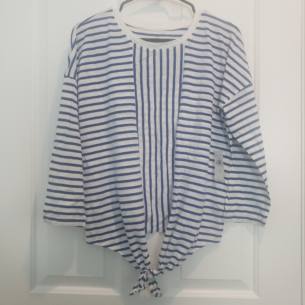 NWT Banana Republic Cropped Tie-front T-shirt white & navy stripe